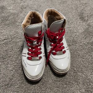 Duca Del Cosma White Leather High Top Sneakers‎ Women's Size 7 Casual Shoes